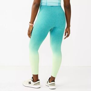 NWT Tek Gear Teal Ombre 7/8 High Rise Workout Gear Active Leggings Sz XXL